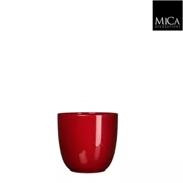 Mica Decorations tusca ronde pot donkerrood glans maat in cm: 11 x 12