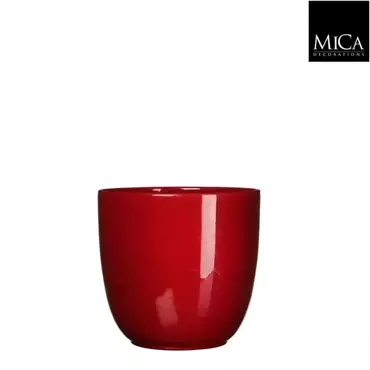Mica Decorations tusca ronde pot donkerrood glans maat in cm: 16 x 17