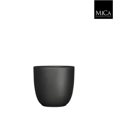 Mica Decorations tusca ronde pot mat zwart maat in cm: 16 x 17