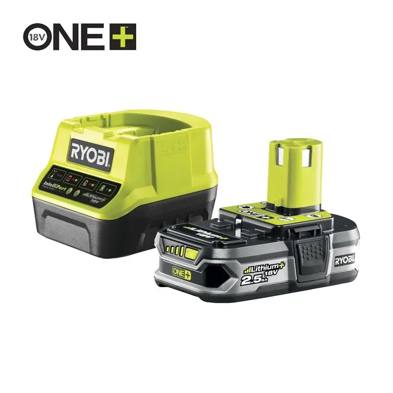RYOBI 18 V ONE 2.5 Ah lithium battery RB18L25 (compatible with all RYOBI 18 V ONE devices, battery charge level indicator, IntelliCell battery technology with individual cell monitoring