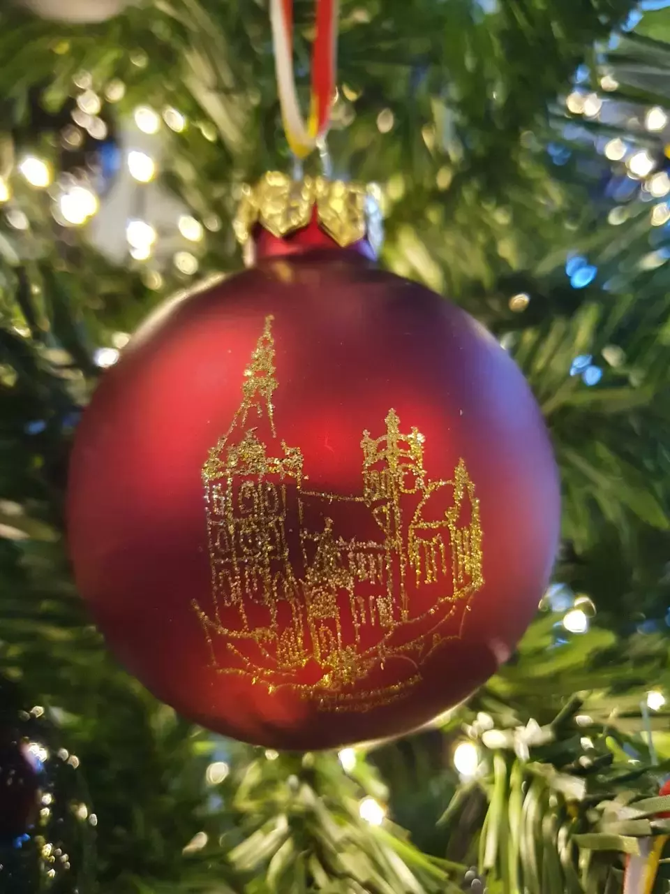 Kerstbal glas 8 cm Sint janskathedraal | Rood