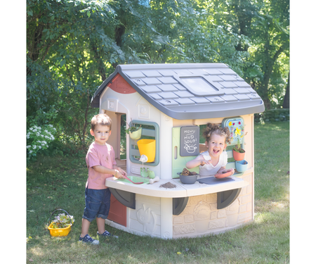 Smoby Speelhuis Mud Cooking House spelende kinderen