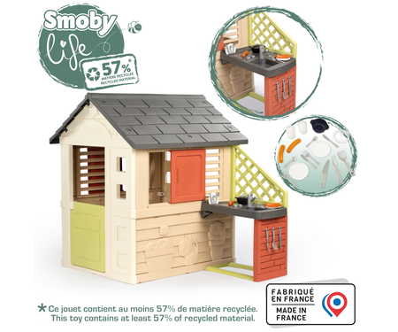 Smoby Speelhuis Nature met keuken details
