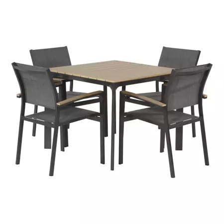 Dining Tuintafel Arezzo 90x90cm met textileen stoelen