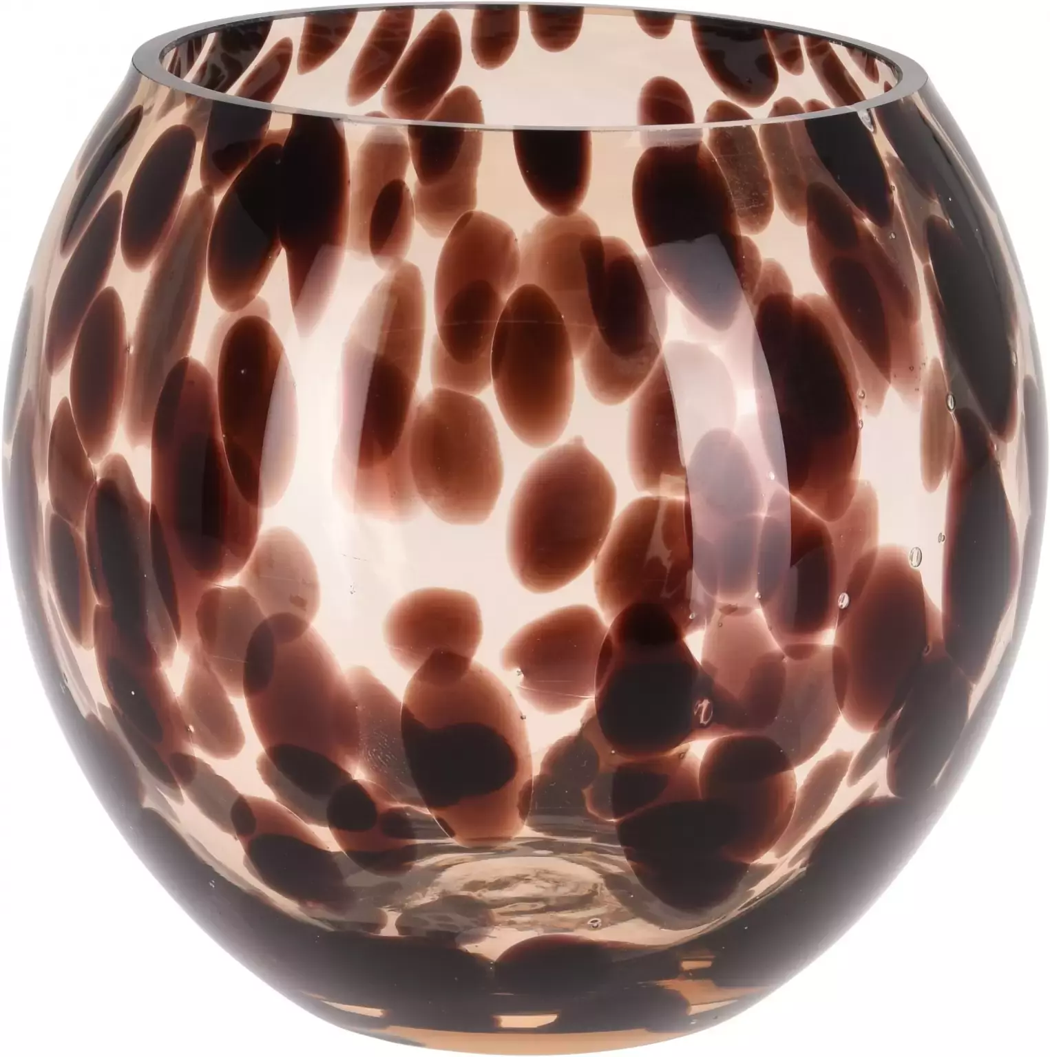 Theelichthouder Bol | Cheetah Print | Glas | Ø13cm
