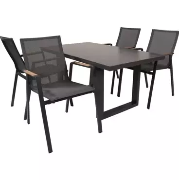 Tuin Stapelstoel Tarragona Teak Negro met tafel sfeer