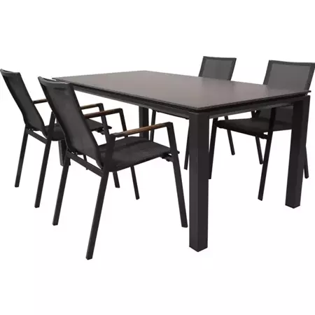 Tuin Stapelstoel Tarragona Teak Negro met tafel