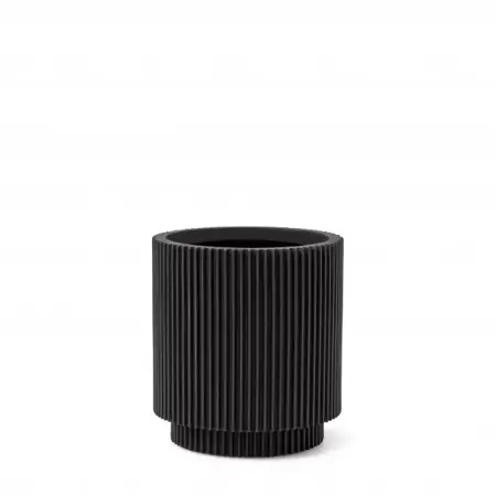 Vaas cilinder groove d19h21cm zwart