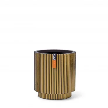 Vaas cilinder groove d23h25 zwart/goud - afbeelding 1