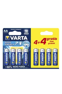 Varta AA batterijen high energy 4 + 4 gratis