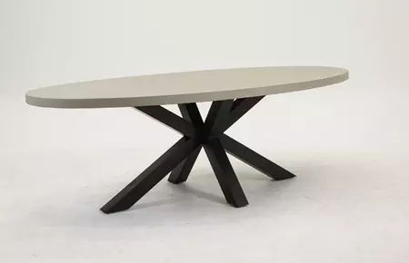 Vita Brumby ovale tafel 240 x 115cm met zwart onderstel