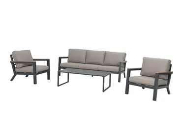 Vita Emerson Loungeset Antraciet met Beige Kussens