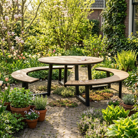 Vita Massa Ronde picknicktafel - Zwart sfeer lente