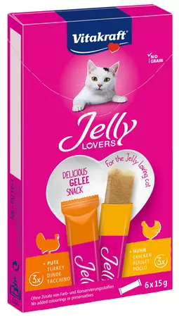 Vitakraft Jelly Lovers kip & kalkoen: gelei-snack 6x15g