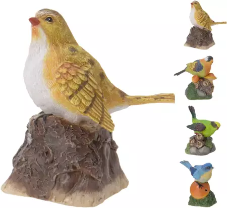 Vogelbeeld met geluid 11cm - 4 kleuren