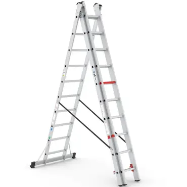 Wixor Professionele Ladder Aluminium 3x10 - afbeelding 2