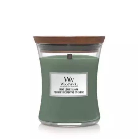 Woodwick Mint Leaves & Oak Medium Candle