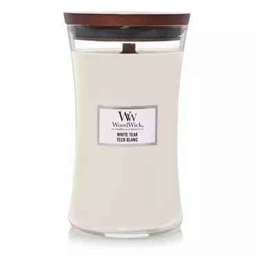 Woodwick White Teak Large Candle