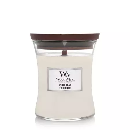 Woodwick White Teak Mini Candle