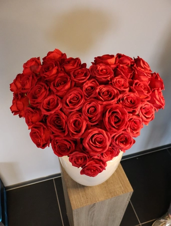 Zijden Hart Boeket - Red Heart full of Love