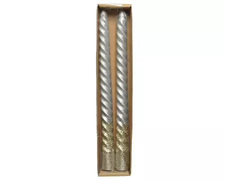 Zilveren spiraal dinerkaars 25cm