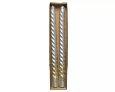 Zilveren spiraal dinerkaars 25cm