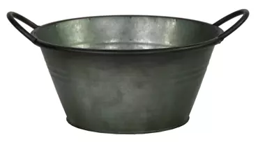 Zinken pot rond vintage d26h13cm groen