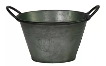 Zinken pot rond vintage d30h20cm groen