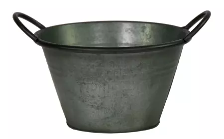 Zinken pot rond vintage d38h26cm groen