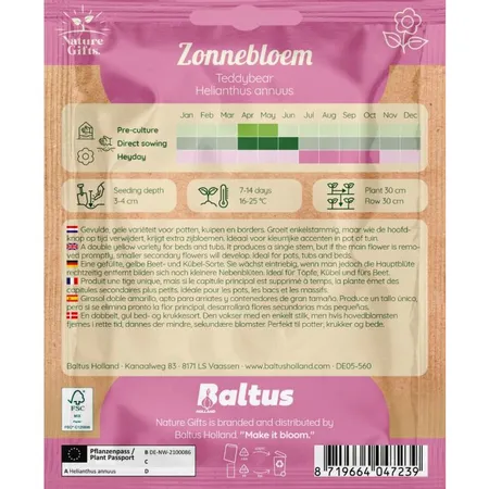 Zonnebloem teddybear 20st - afbeelding 2